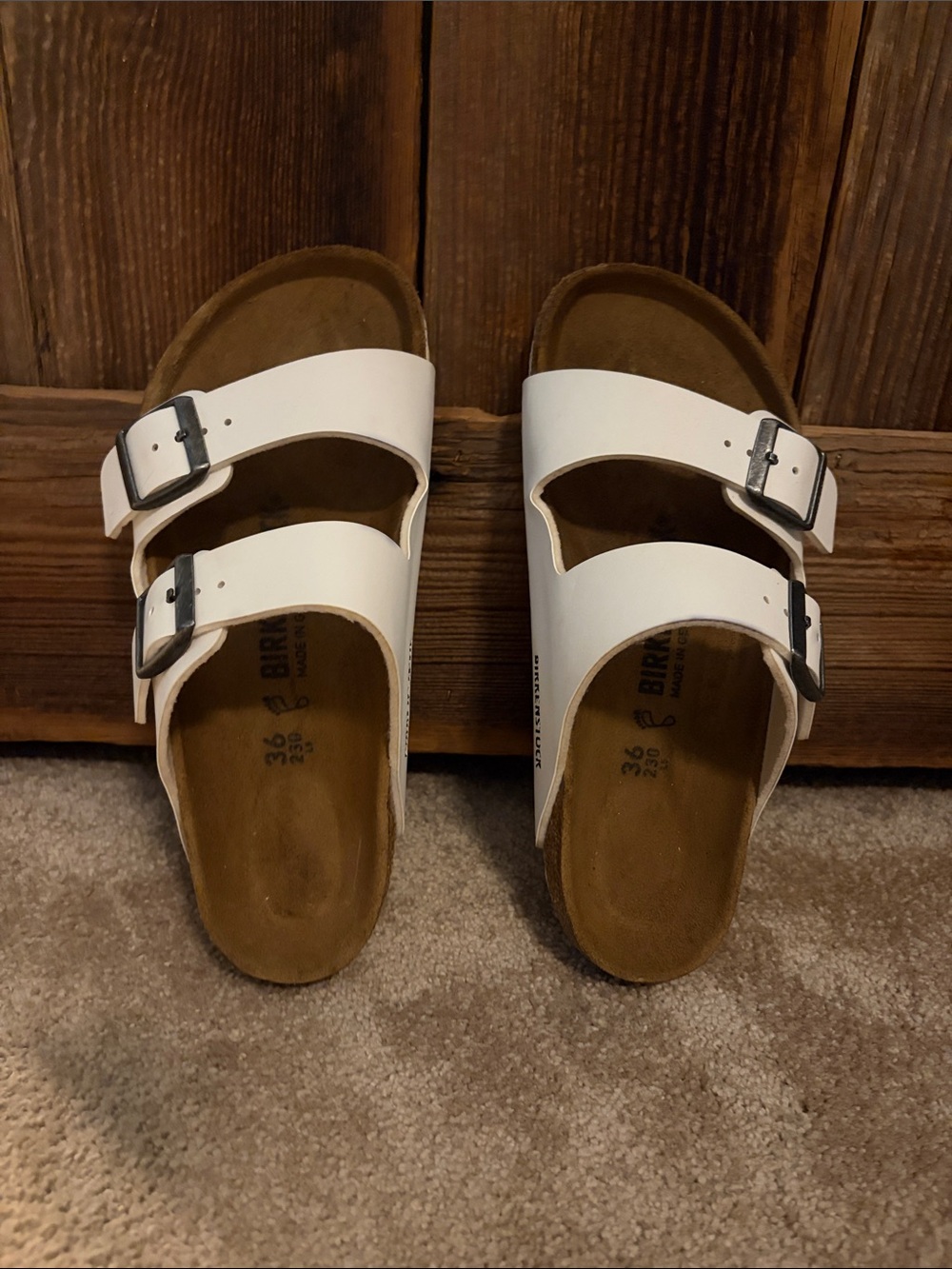 Birkenstock White Double Strap Sandals with Buckles